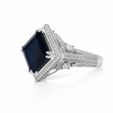 Sapphire Coloured Cushion Cut Cocktail Ring