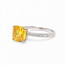 Ice Stone Yellow Coloured Cushion Cut Ring