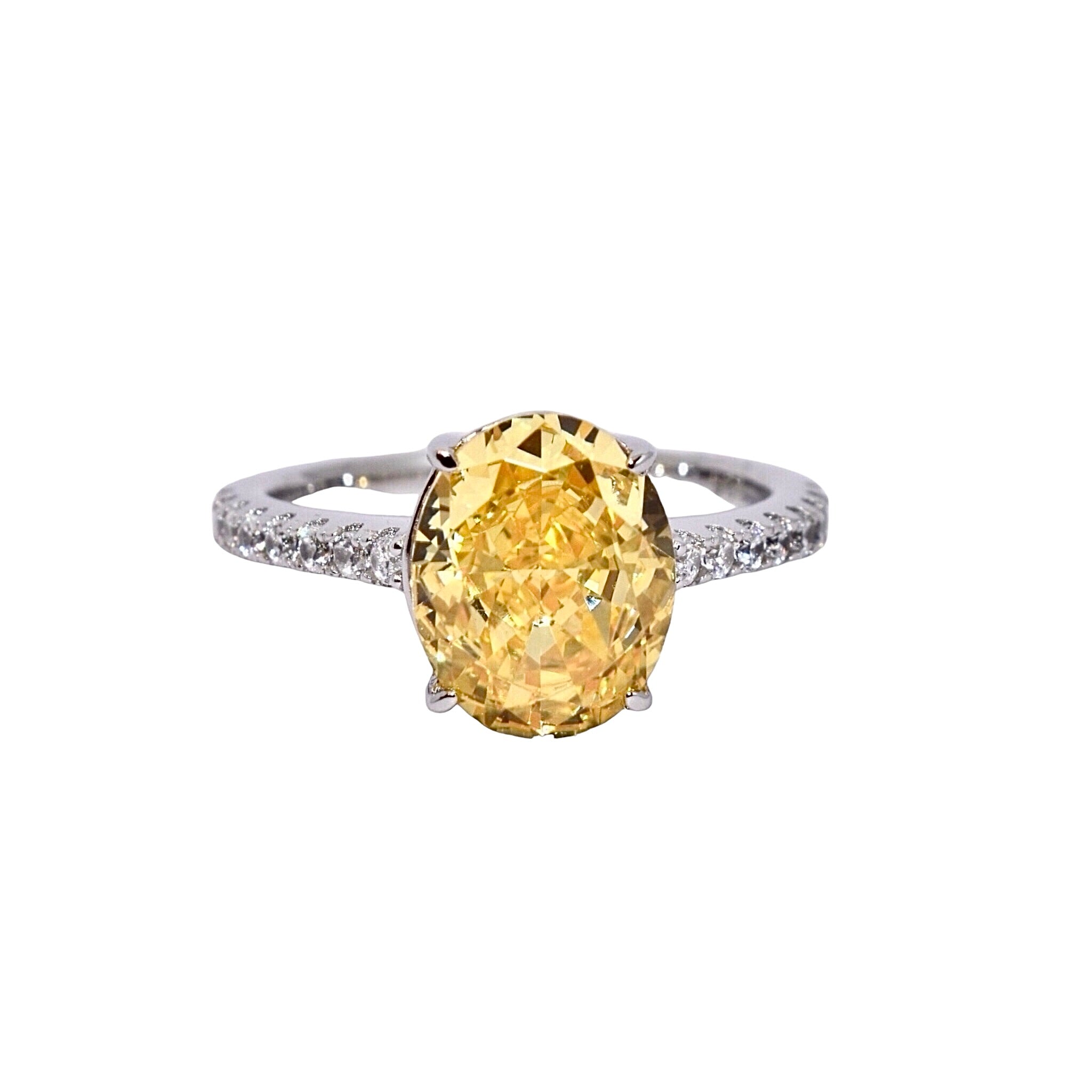 Yellow Ice Cut Oval Ring