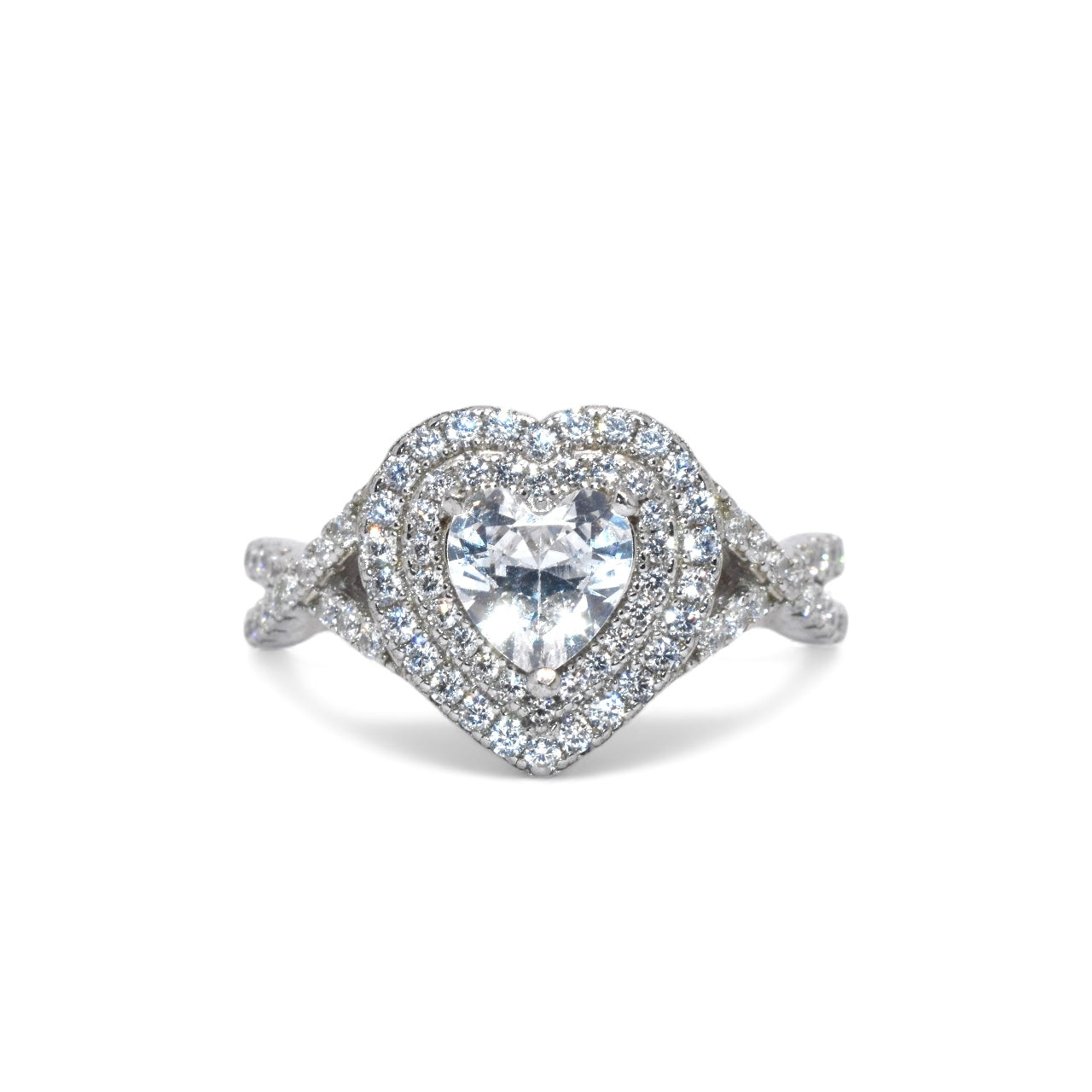 Double Halo Heart Shape Ring
