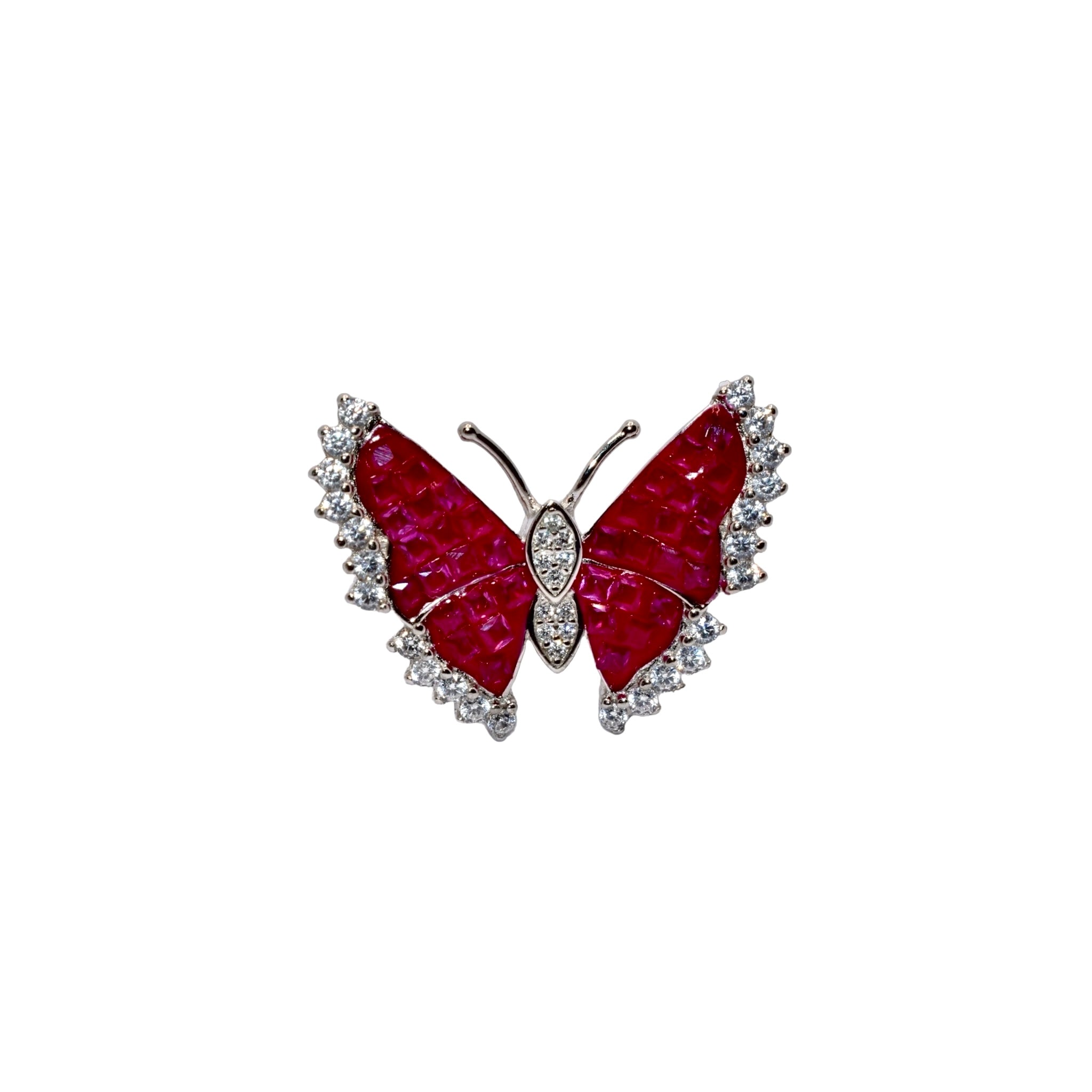 Ruby Coloured Butterfly Ring