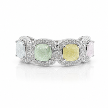 Pastel Coloured Cushion Cut Ring