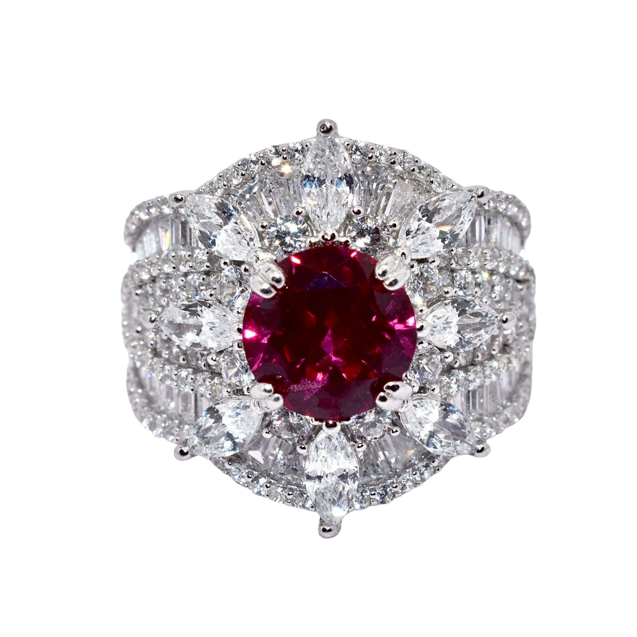 Ruby Solitaire Cocktail Ring