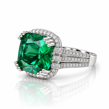 Emerald Coloured Cushion Cut Ring