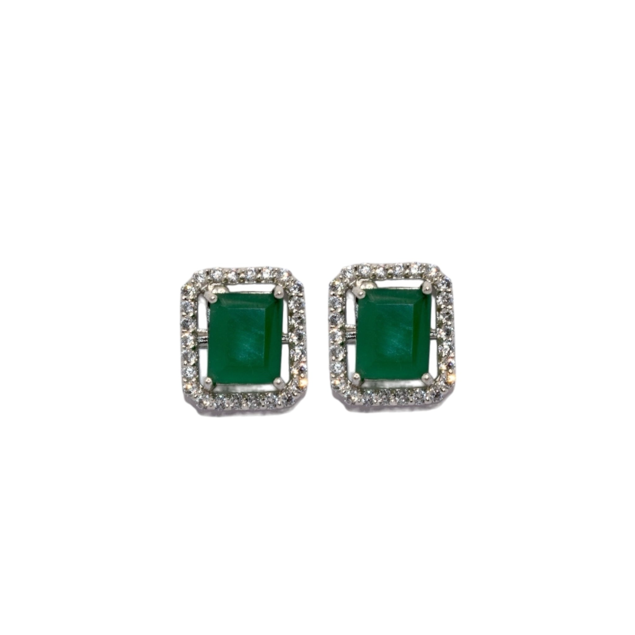 Halo Emerald Coloured Studs