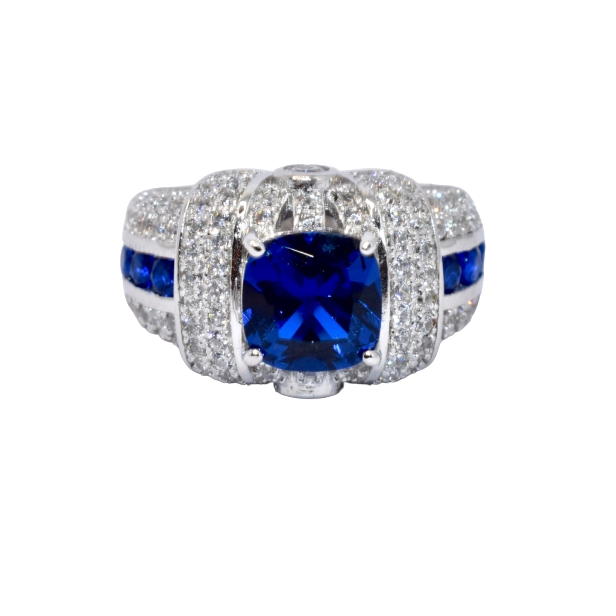 Sapphire Coloured Solitaire Cocktail Ring