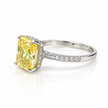 Yellow Coloured Emerald Cut Ring