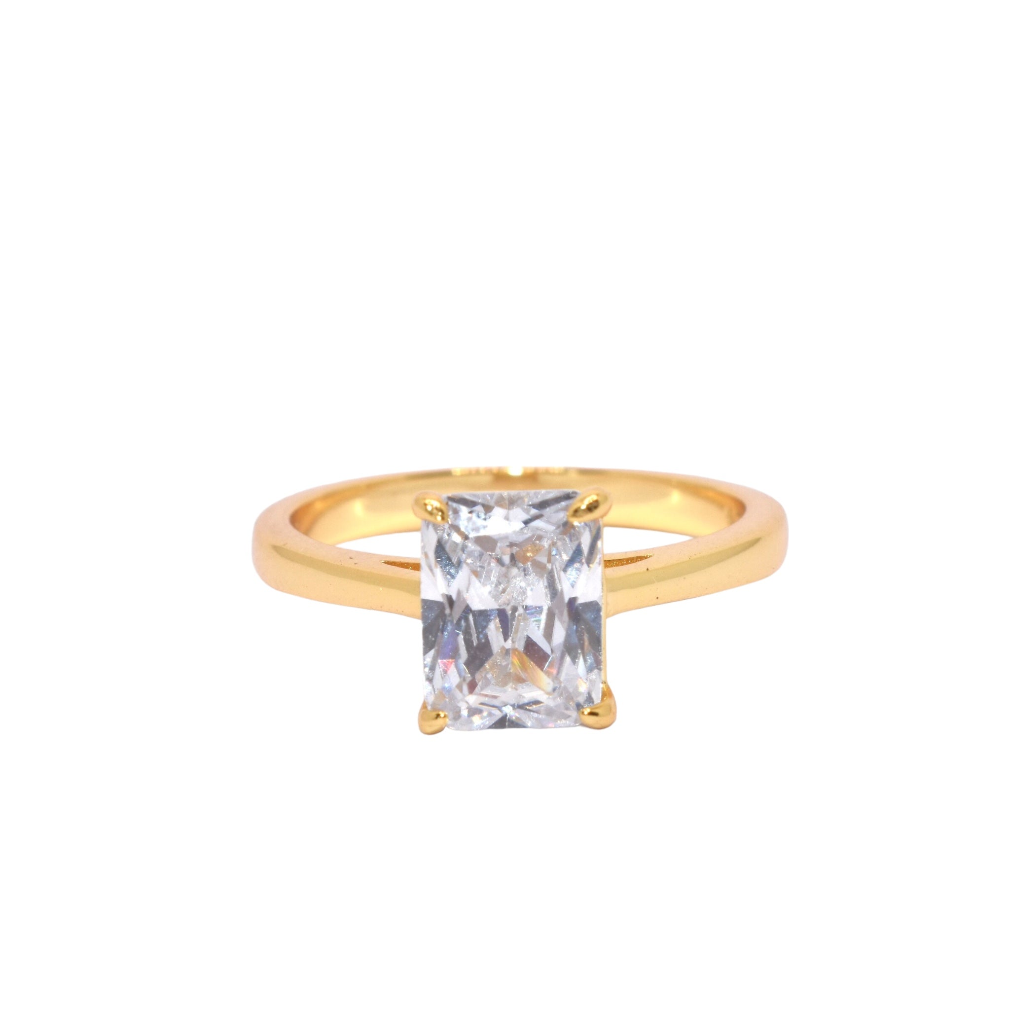 Gold Plated Emerald Cut Ring