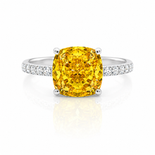 Ice Stone Yellow Coloured Cushion Cut Ring