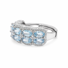 Aquamarine Coloured Half Band Ring