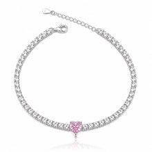 Pink Coloured Heart Shape Tennis Bracelet