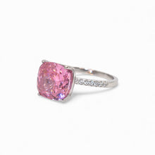 Pink Coloured Ice Stone Cushion Cut Ring