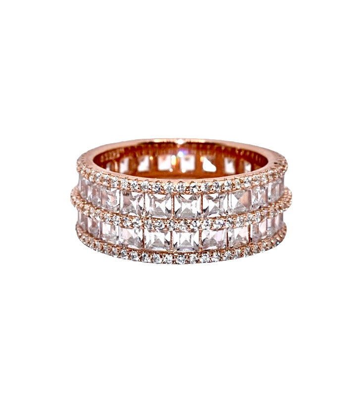 Rose Gold Double Line Band Ring