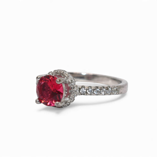 Coloured Solitaire Rings Ruby Coloured Solitaire Ring – Silver Attractions