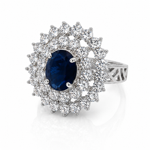 Sapphire Coloured Oval Ring