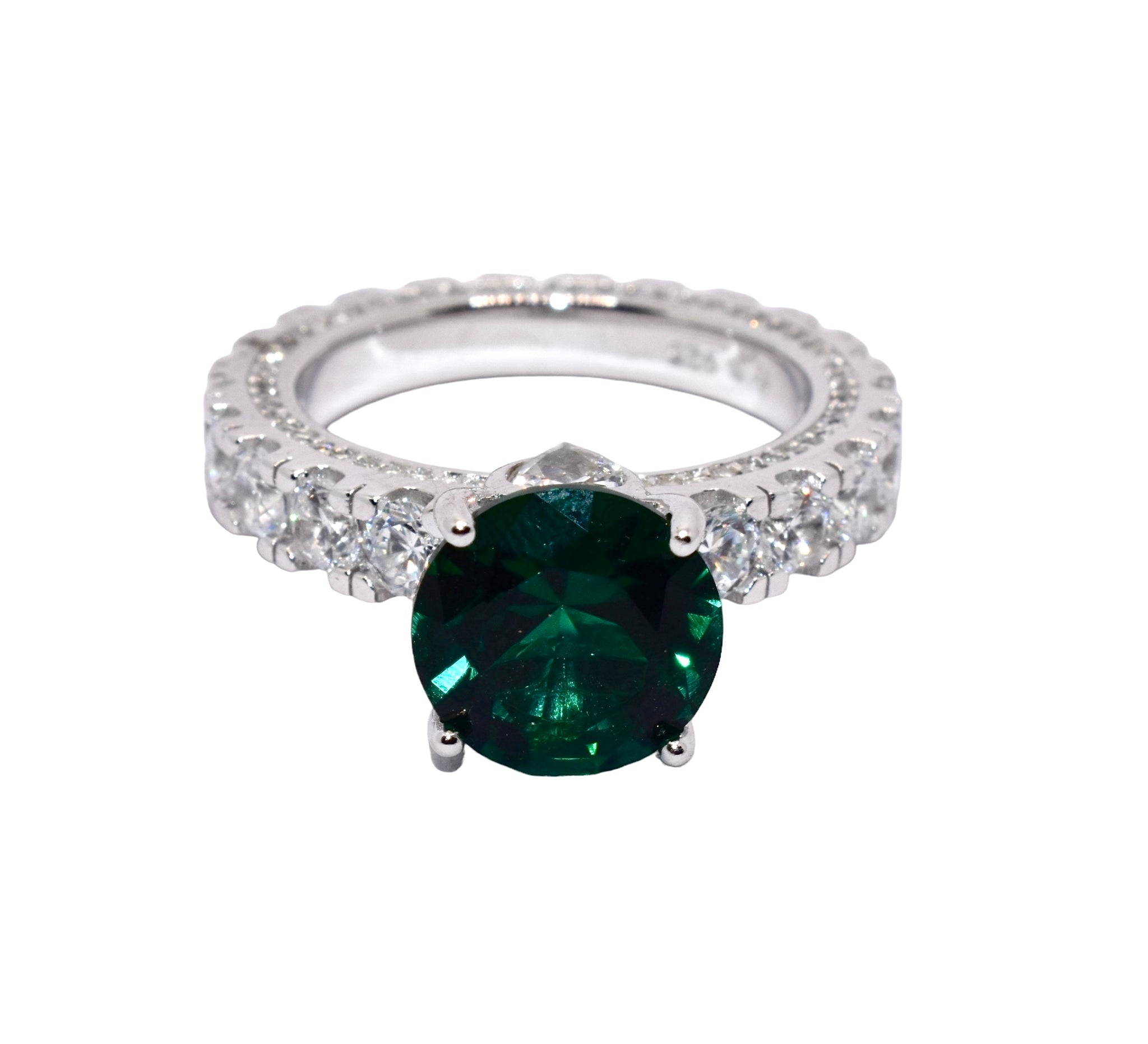 Emerald Coloured Solitaire Ring