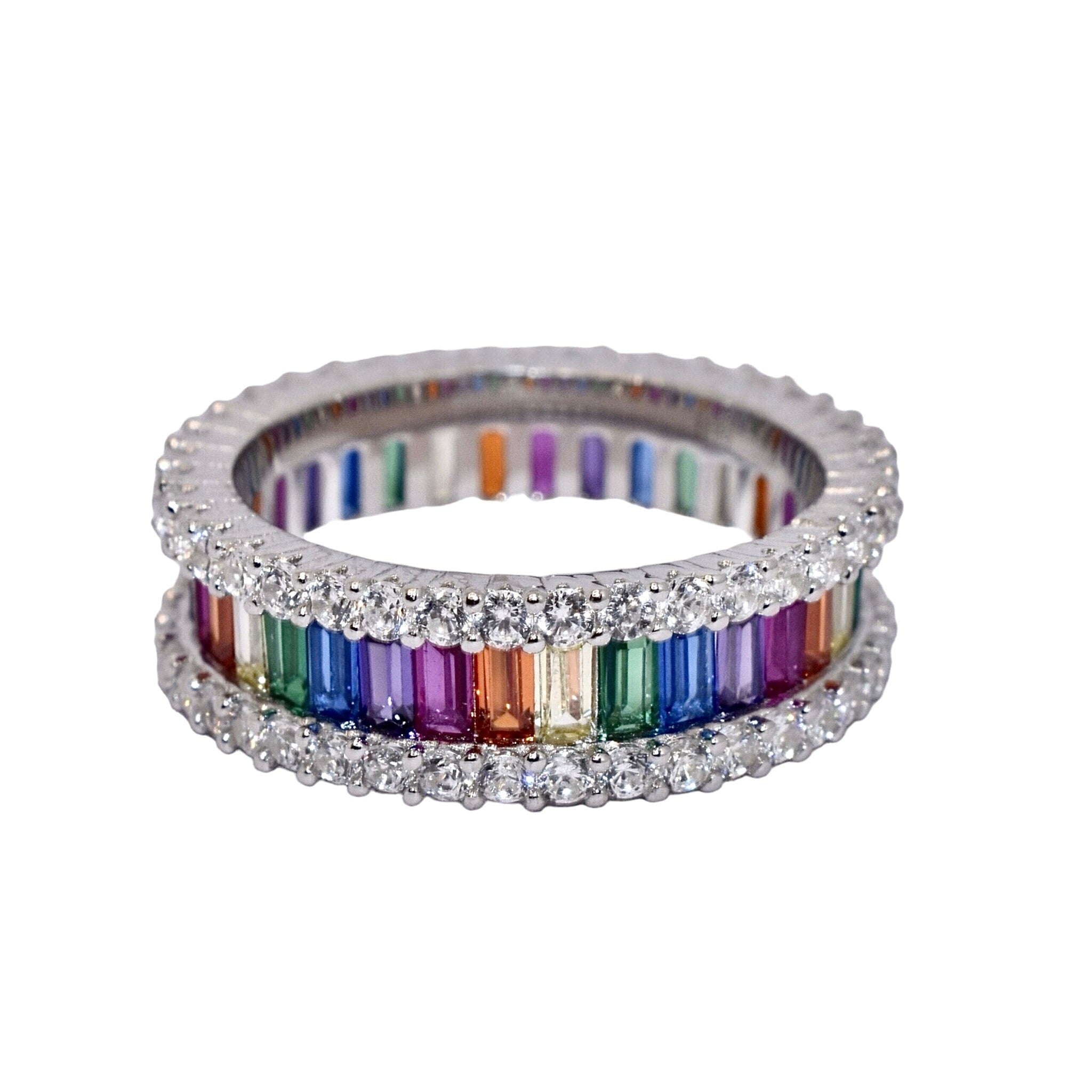 Multicolour Baguette Band Ring