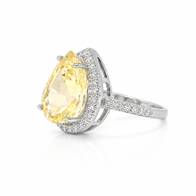 Ice Stone Yellow Coloured Pear Shape Ring