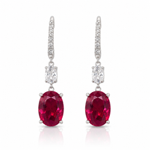 Ruby Coloured Oval Shape Earring