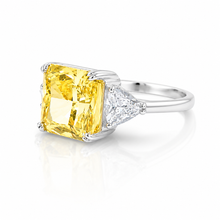 Yellow Coloured Cushion Cut Ring