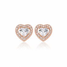 Rose Gold Halo Heart Studs