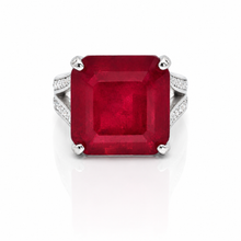 Ruby Coloured Cushion Cut Ring