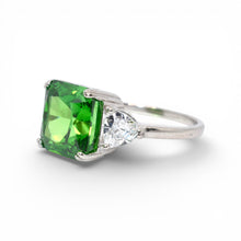 Emerald Coloured Cushion Cut Ring