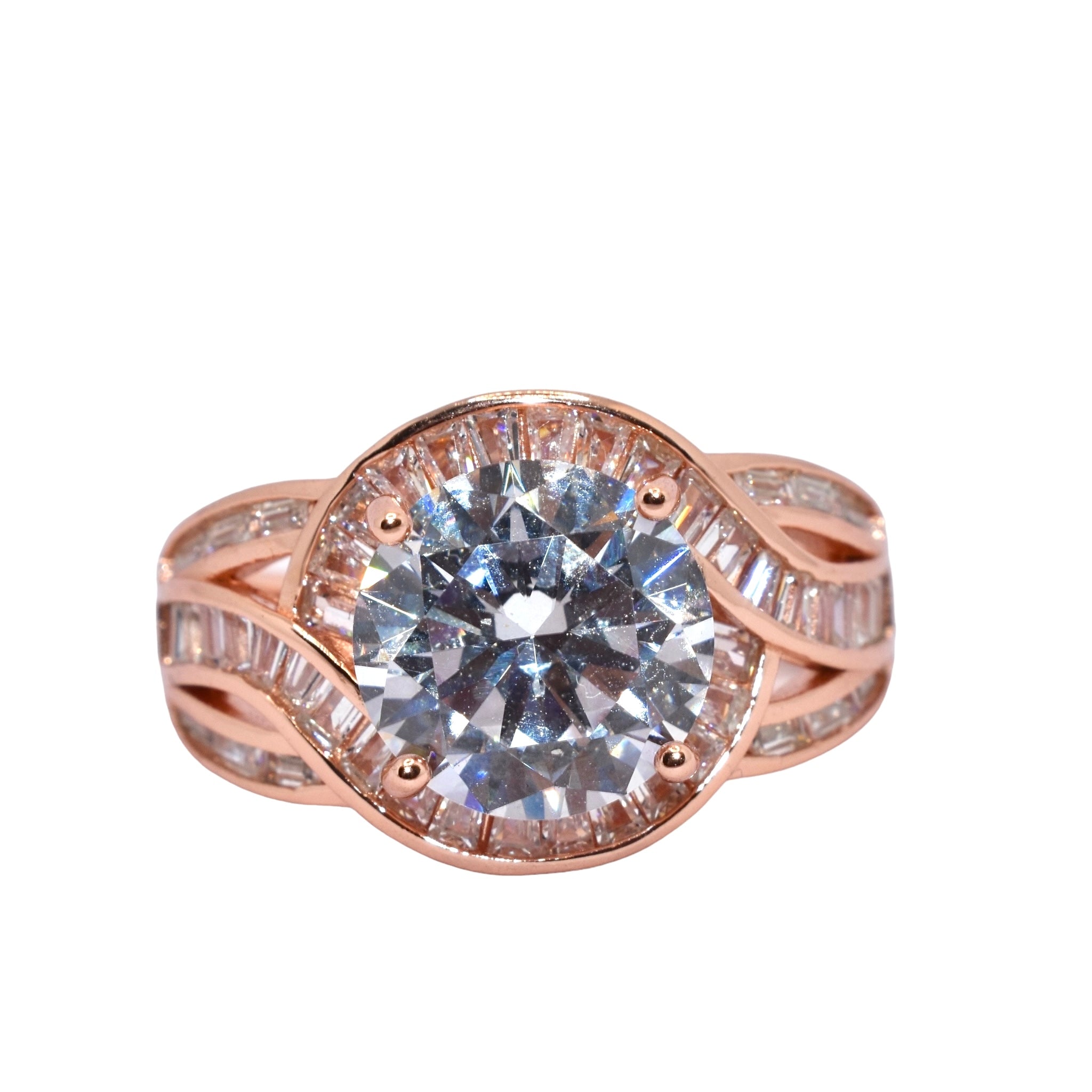 Rose Gold Solitaire Baguette Ring