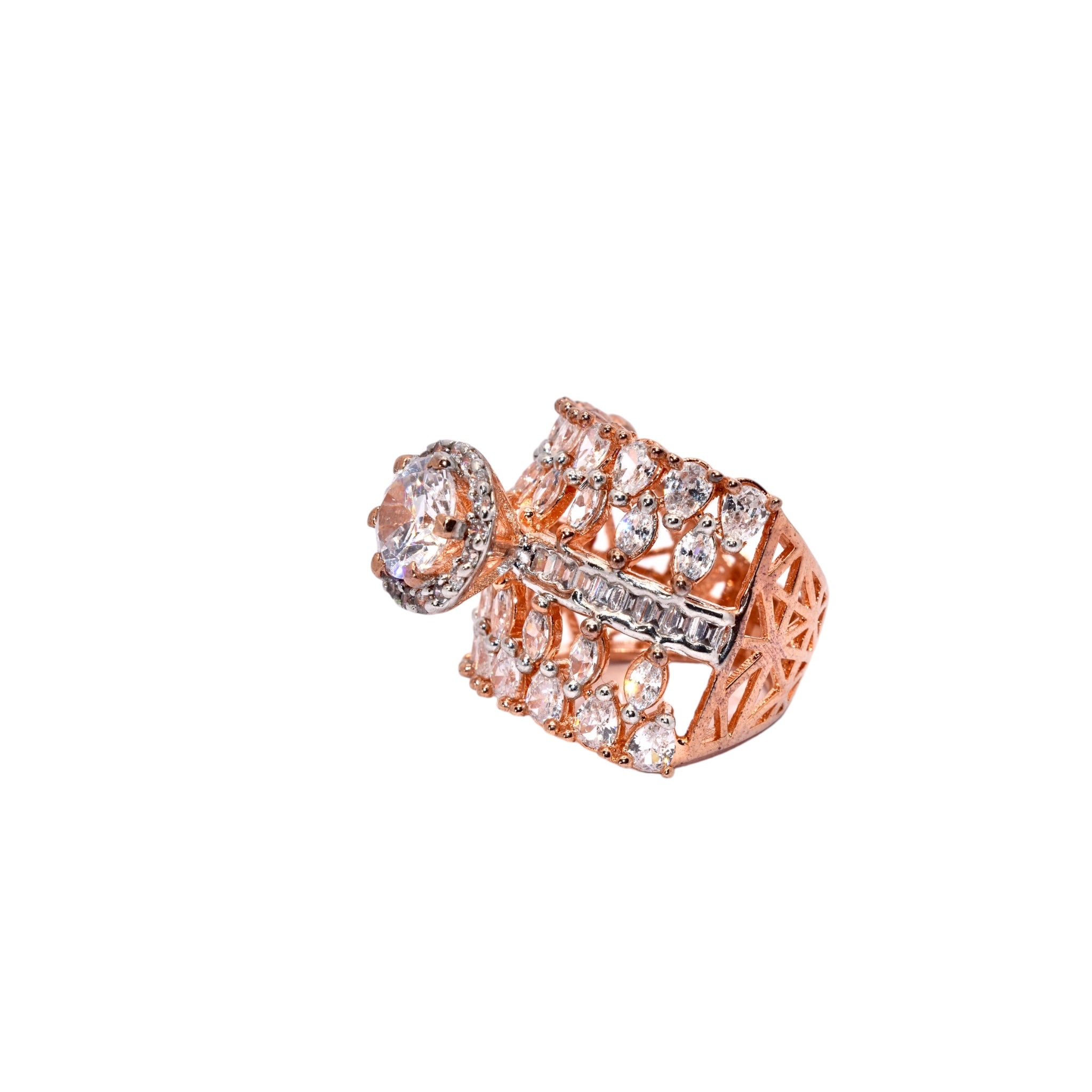 Rose Gold Halo Solitaire Cocktail Ring