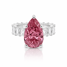 Pink Coloured Ice Cut Pear Shape Ring