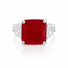 Ruby Coloured Cushion Cut Ring
