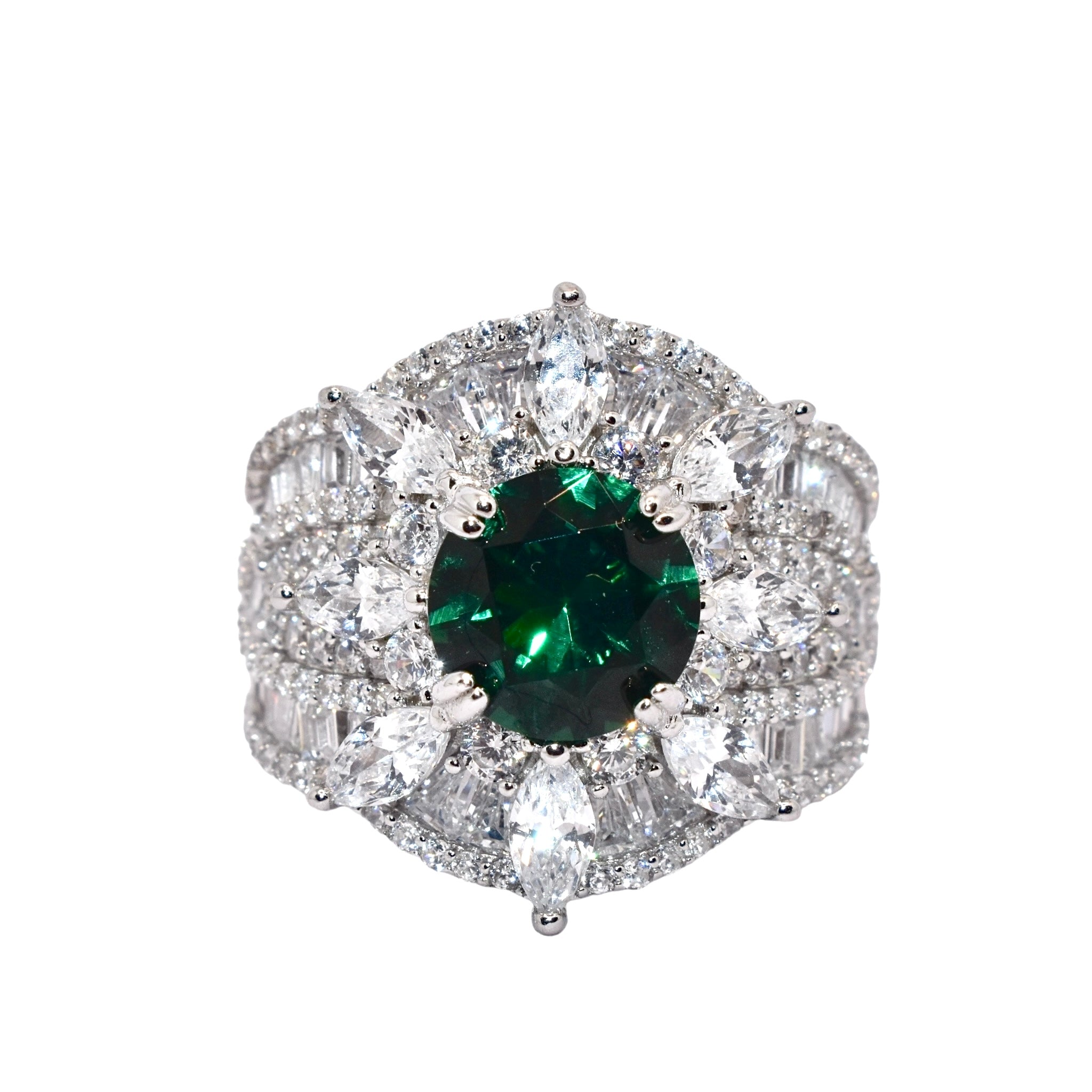 Emerald Solitaire Cocktail Ring