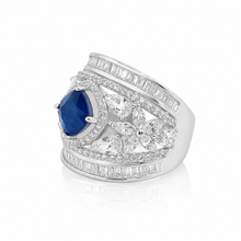 Sapphire Coloured Cushion Cut Cocktail Ring