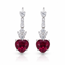 Ruby Coloured Heart Shape Earring