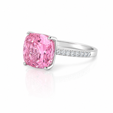 Pink Coloured Ice Stone Cushion Cut Ring