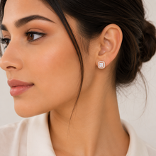 Rose Gold Halo Cushion Cut Studs