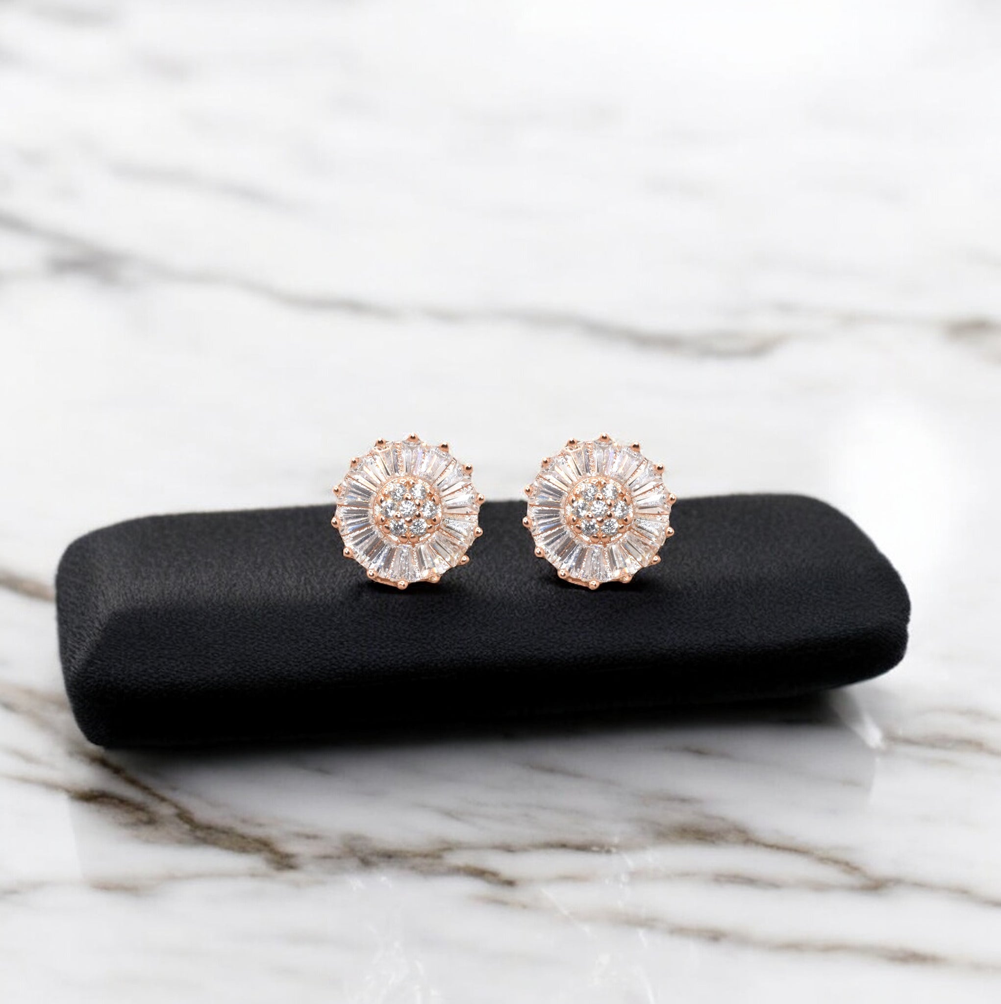 Rose Gold Baguette Studs