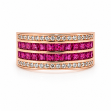 Rose Gold Ruby Baguette Half Band Ring