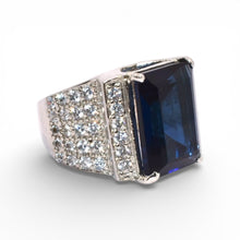 Sapphire Coloured Emerald Cut Cocktail Ring