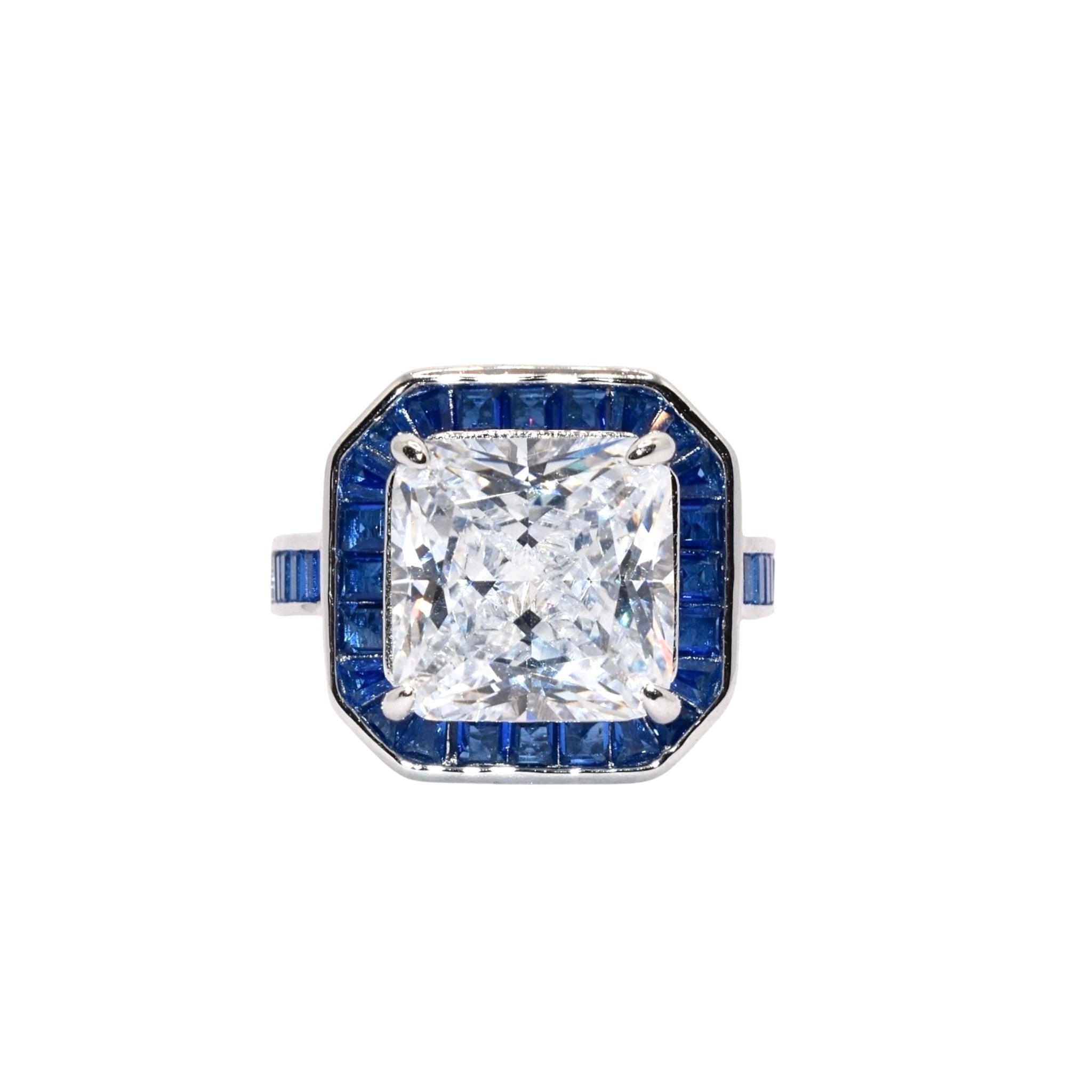 Cushion Cut Ring With Sapphire Finish