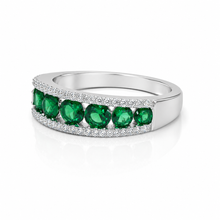 Emerald Coloured Half Band Ring