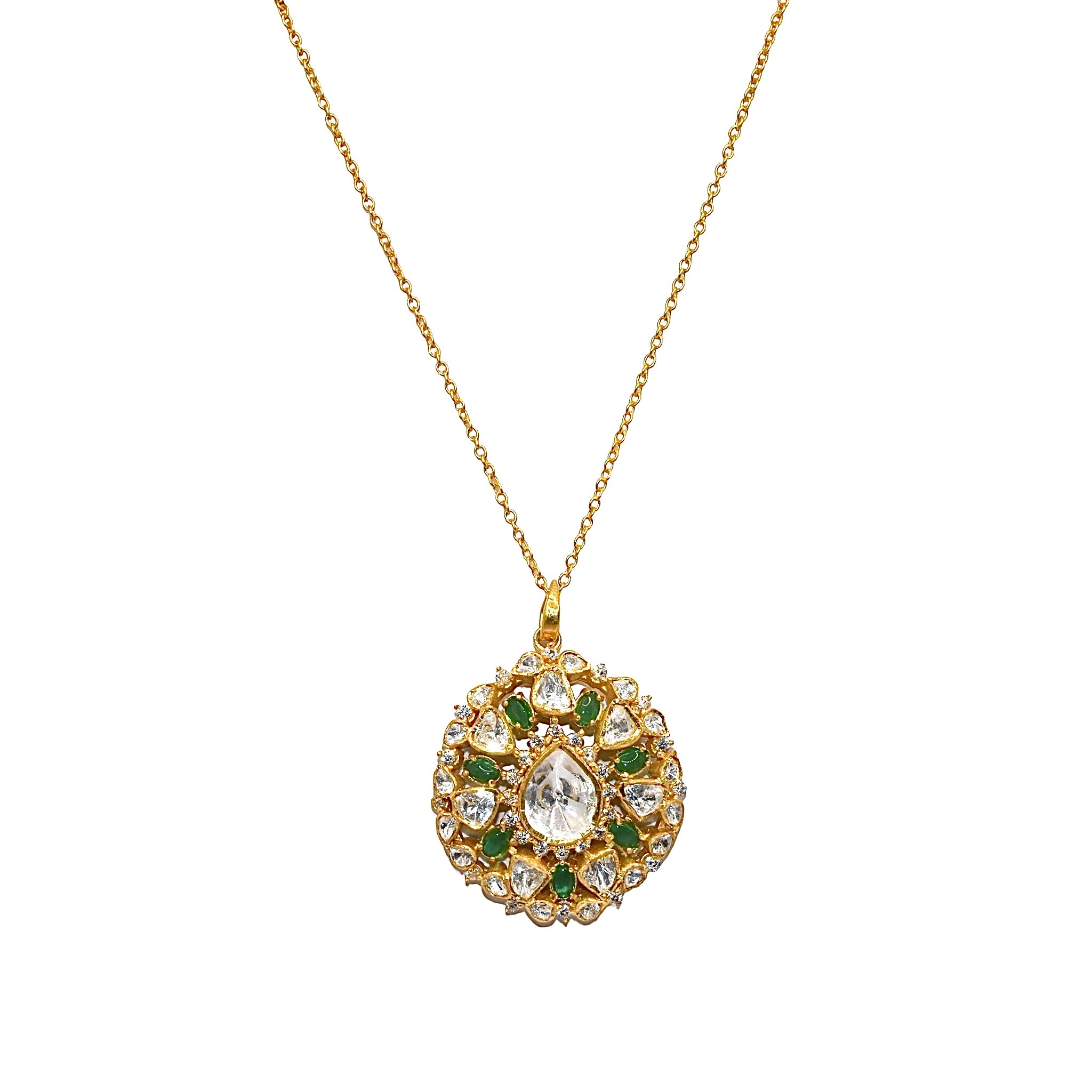 Gold Plated Moissanite Pear Chain Pendant