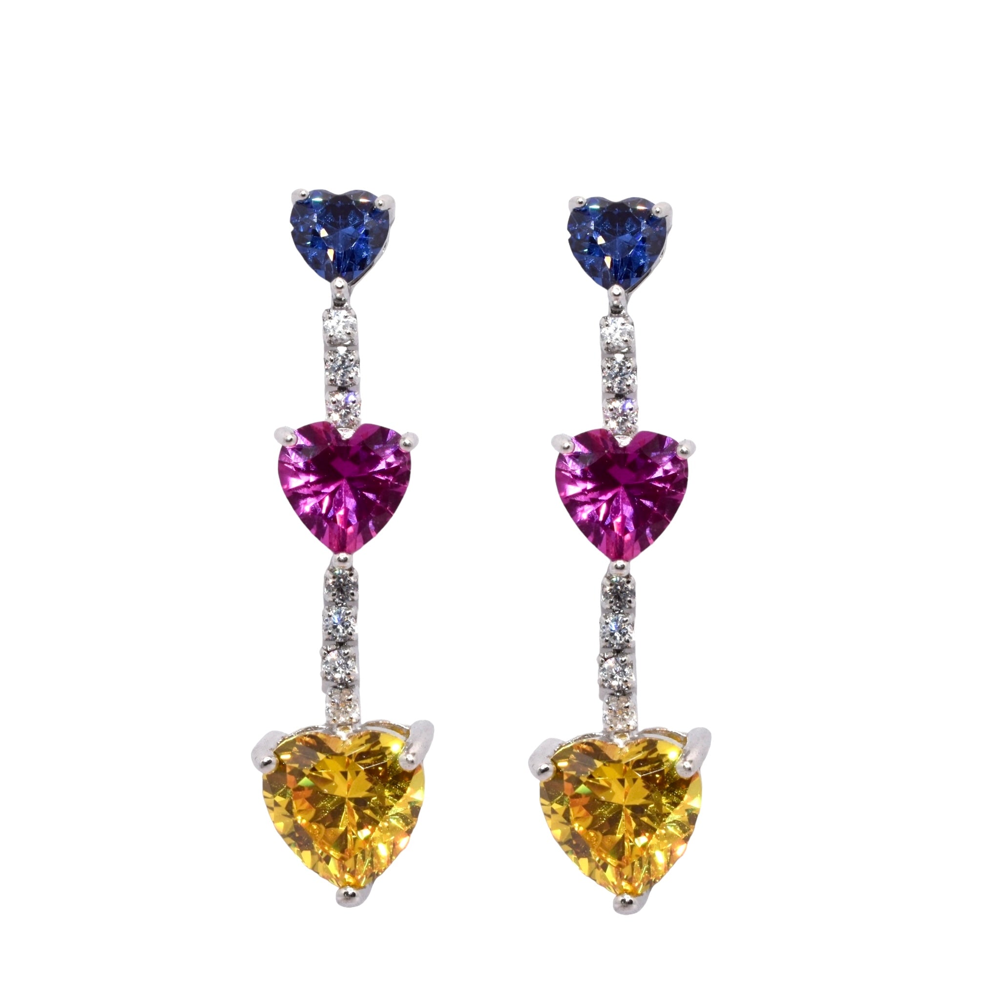 Triple Heart Coloured Cocktail Earring