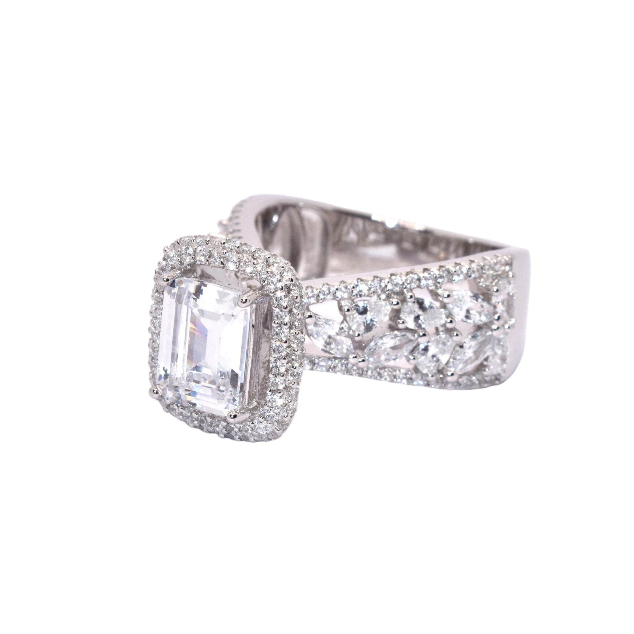 Halo Emerald Cut Ring