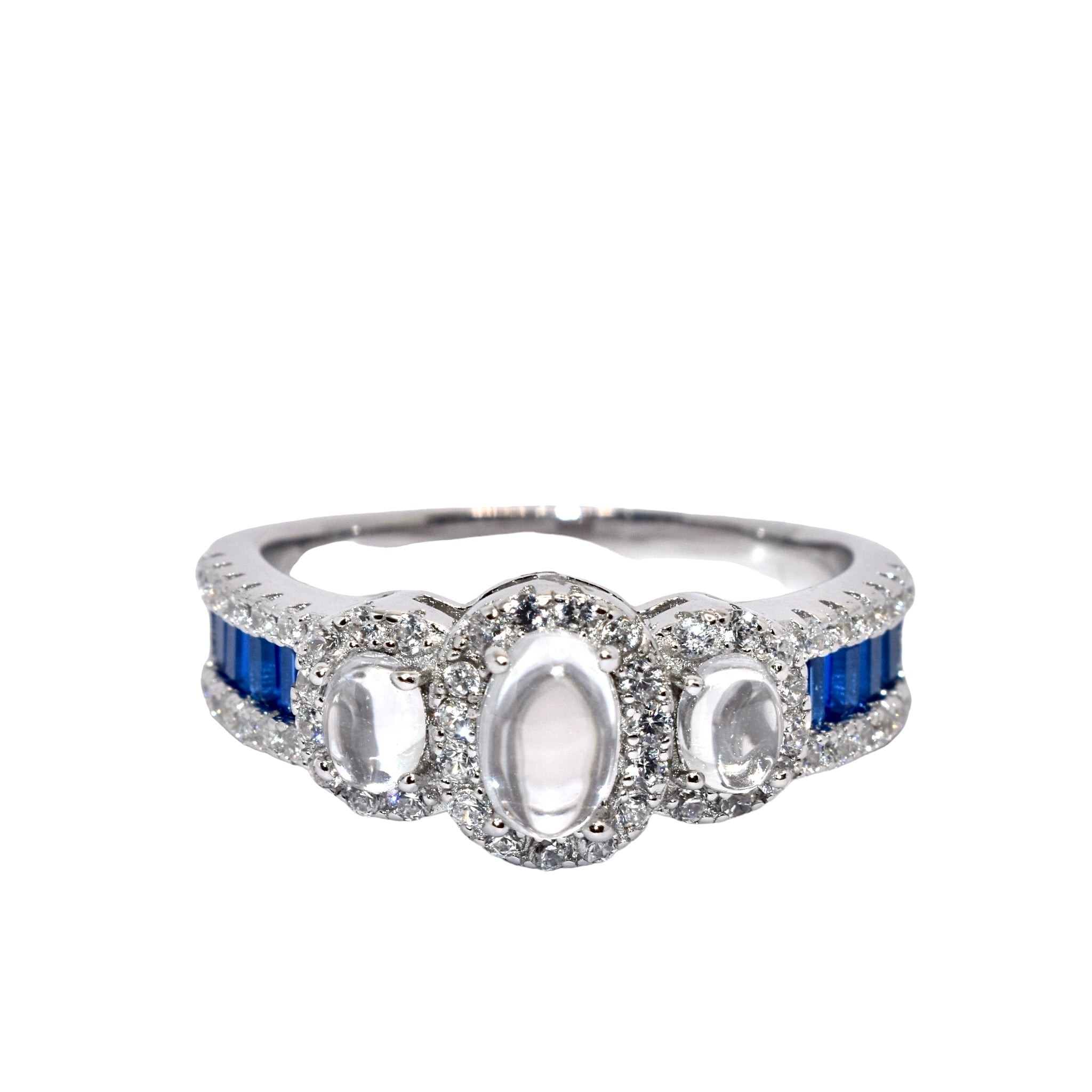 Triple Oval Sapphire Baguette Ring