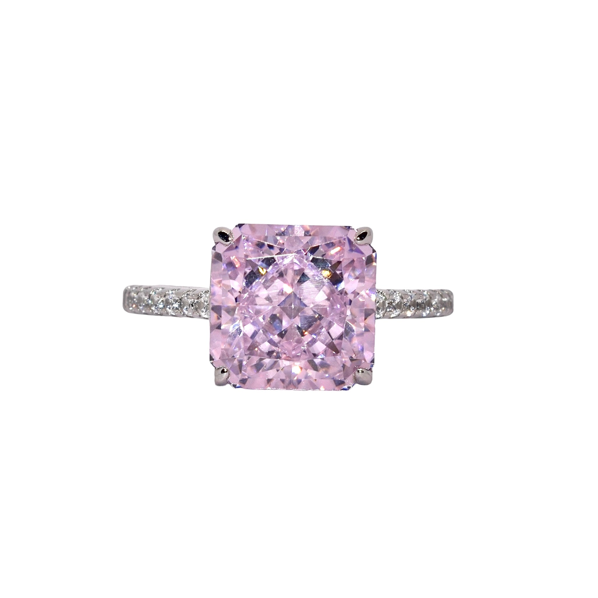 Light Pink Ice Stone Cushion Cut Ring