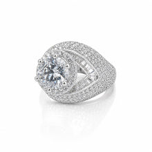 Halo Solitaire Baguette Cocktail Ring