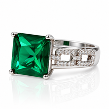 Emerald  Coloured Cushion Cut Ring