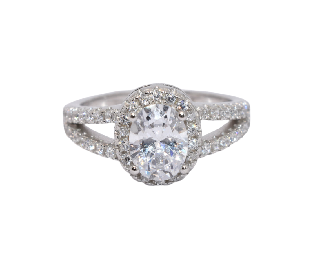 Halo Oval Solitaire Ring