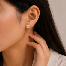 Rose Gold Cushion Cut Baguette Studs